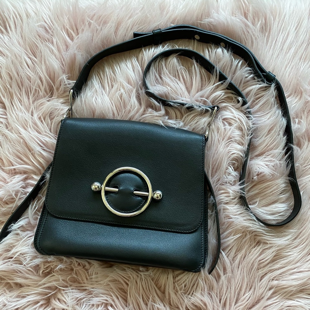 J.W. Anderson Black Leather Disc Bag
